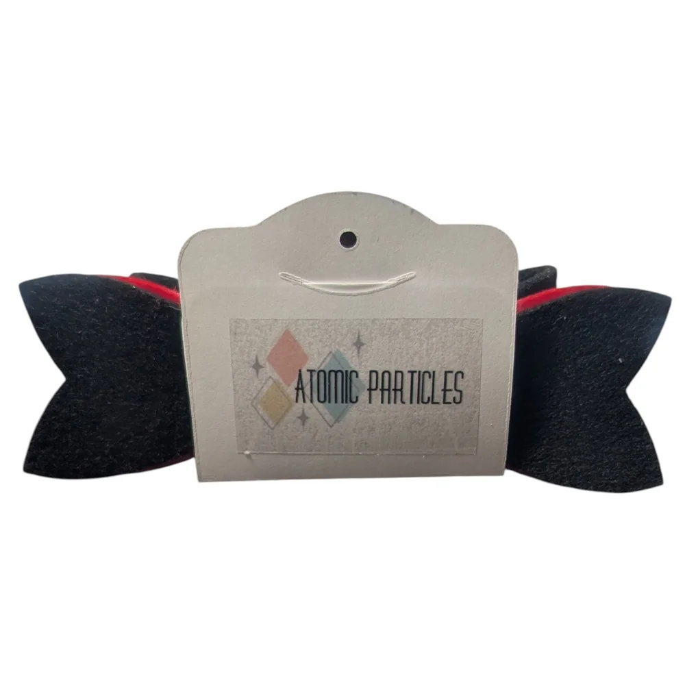 Black & Red Felt Hair Bow Clip